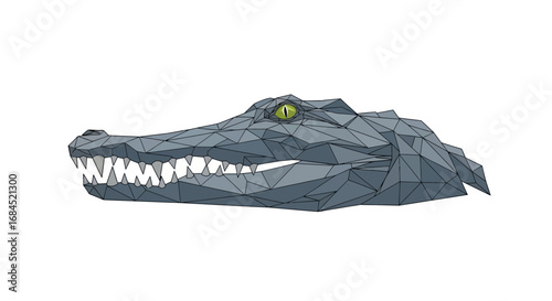 Geometric allure captivating low poly alligator head with sharp triangular design