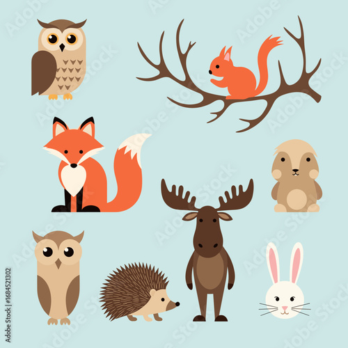 Charming woodland creatures featuring adorable animals in a natural forest setting