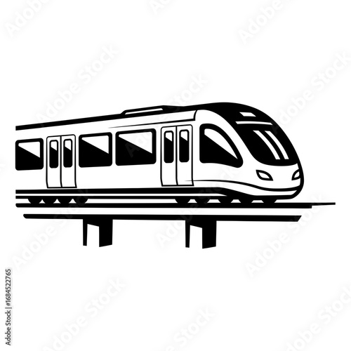 Modern Elevated Train Silhouette on a Bridge