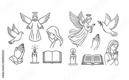 Religious Symbols of Faith and Devotion in Outline Style