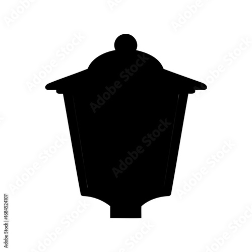 Silhouette of a classic Victorian style street lamp isolated on white