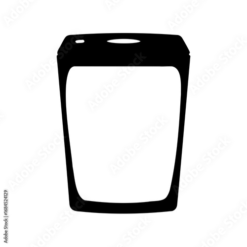 Simple black and white takeout coffee cup with lid icon vector