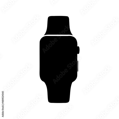 Silhouette of a black smartwatch device illustrating modern technology integration and style
