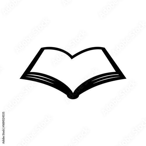 Minimalist open book icon representing knowledge, education, learning, and literature