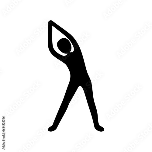 Silhouette of person stretching arms overhead and legs apart yoga pose