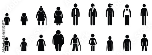 Body mass index vector illustration. Stick Figure and Weight Gain Icon Flat Graphic Design, Occupations
vector illustration