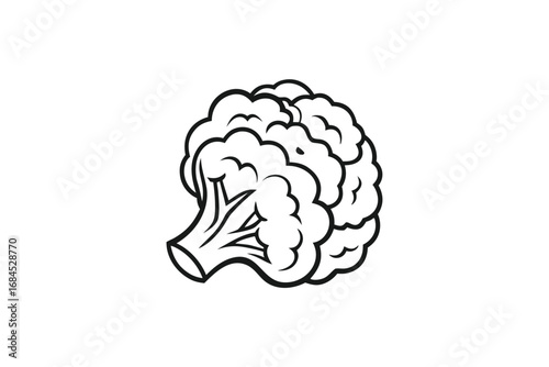 Broccoli Outline Isolated, Healthy Dieting, Fresh Vegetable Vector, White Background