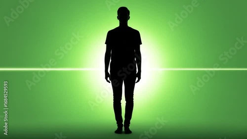 Mysterious Silhouette Green Screen Video with Vibrant Glow