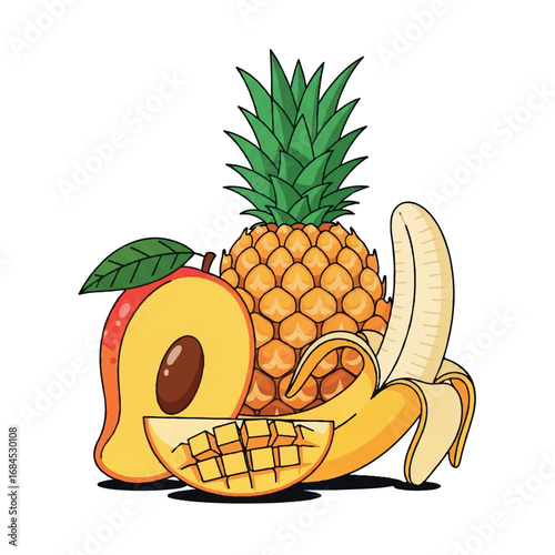 Tropical Fruit Medley with Pineapple Mango and Banana.