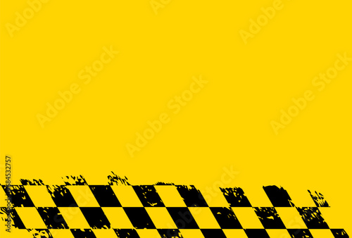 Chequered Flags Yellow Distressed Checkerboard Pattern.