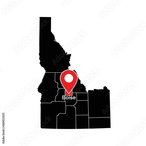 Boise capital location within idaho state silhouette for geographic representation