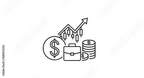 Investment growth strategy financial portfolio stock market analysis and business success concept design