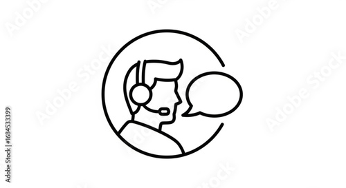 Customer service representative icon vector illustration for call center support and help desk agent assistance