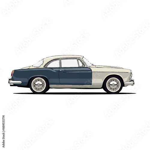 Vintage Car Side View Illustration.