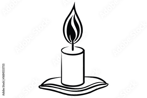Candle Flame Outline on White Background Design