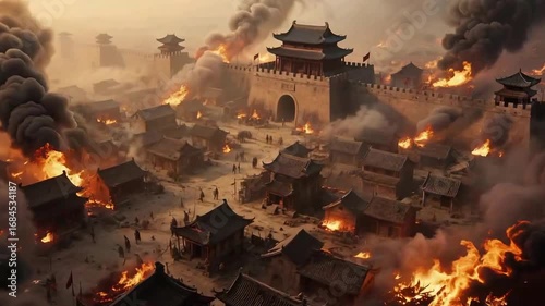 Ancient Chinese siege warfare scenes