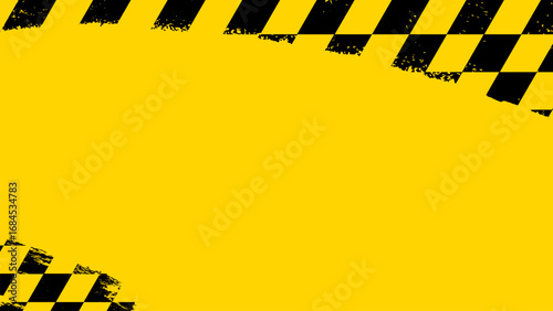 Checker Flags Yellow and Black Warning Background.