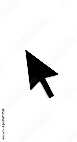 A Simple Black Cursor Pointer on a White Background Demonstrating a Point of Action