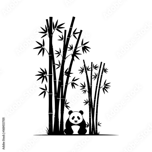 Adorable cute panda bear illustration with playful expression isolated on white background for design projects