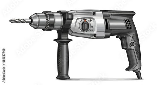 Illustration of a powerful electric drill showcasing precision and strength