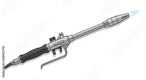 Illustration of a Professional Blowtorch with Flame on Isolated Background