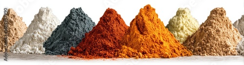 Colorful piles of various powdered substances