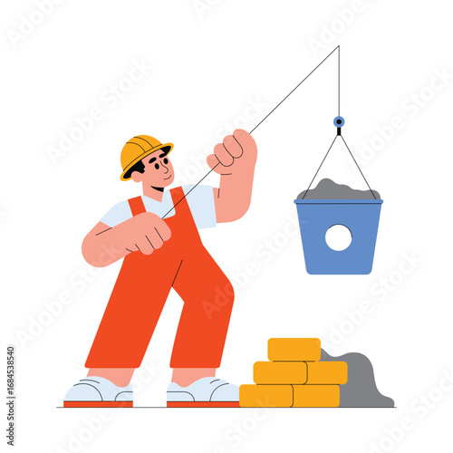 Labour Rope flat Vector Illustration 
