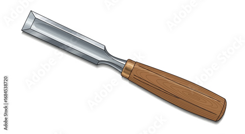 Sharp chisel tool with wooden handle for woodworking projects art