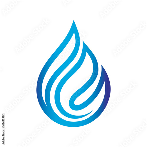 Minimal Water Drop Line Art Logo