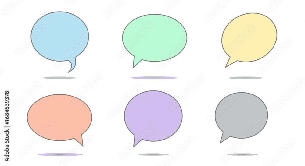 Pastel speech bubbles illustration set symbolizing communication and dialogue Pastel speech bubbles illustration set symbolizing communication and dialogue