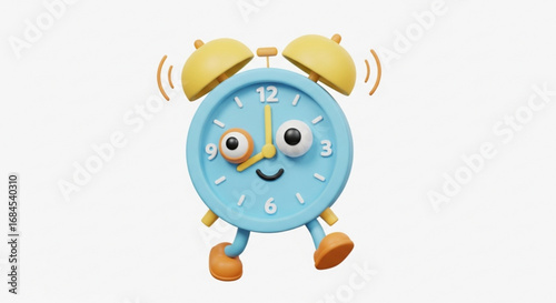 Cartoon alarm clock time management reminder deadline notification wake up cute clockwork ticking timer