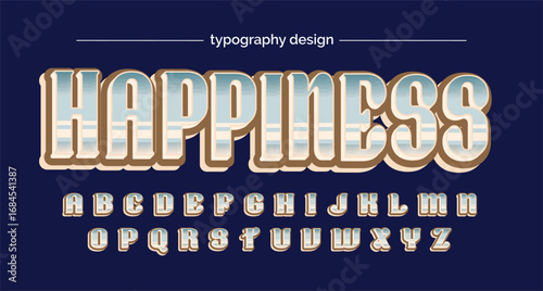 Blue chrome futuristic font and alphabet 