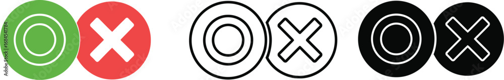 Obraz premium Check mark cross icon vector illustration right and wrong symbol