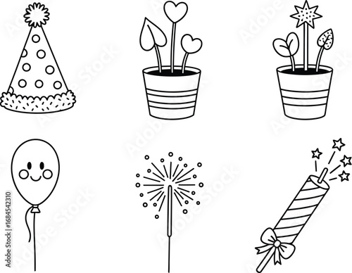Doodle party elements vector illustration celebration design