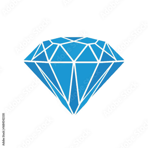 Blue Diamond Gemstone Isolated on White Background.