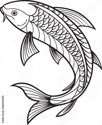Creative aquatic illustration with fish in motion, representing marine life harmony