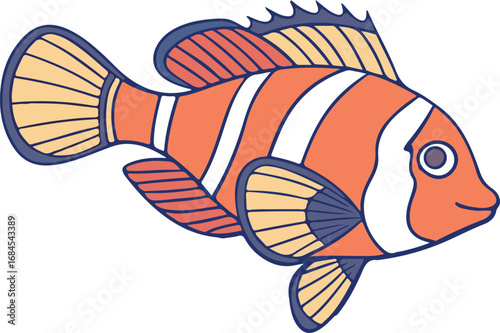 Creative artwork showing tropical marine life with vibrant clownfish and reef habitat
