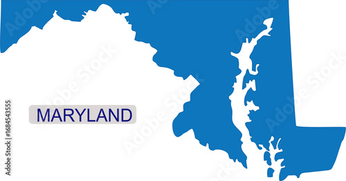 Solid map of Maryland an USA State