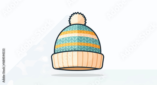 Cozy Winter Hat Illustration A Colorful Beanie Design for Cold Weather Fashion