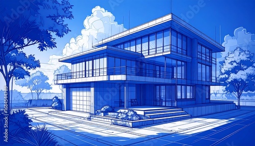Modern house architectural sketch