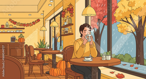 Cozy Autumn Cafe Rainy Day Relaxation