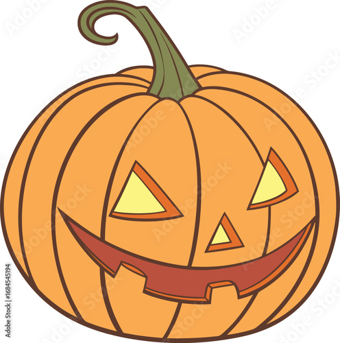 Vector art of a classic jackolantern with a carved face, isolated on a, perfect for halloween