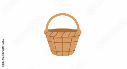 Simple woven basket with a handle, perfect for storage or decoration. A charming and versatile item