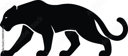 Jaguar silhouette, black minimal animal vector transparent