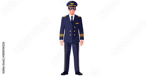 Professional pilot in uniform, ready for takeoff and representing aviation excellence