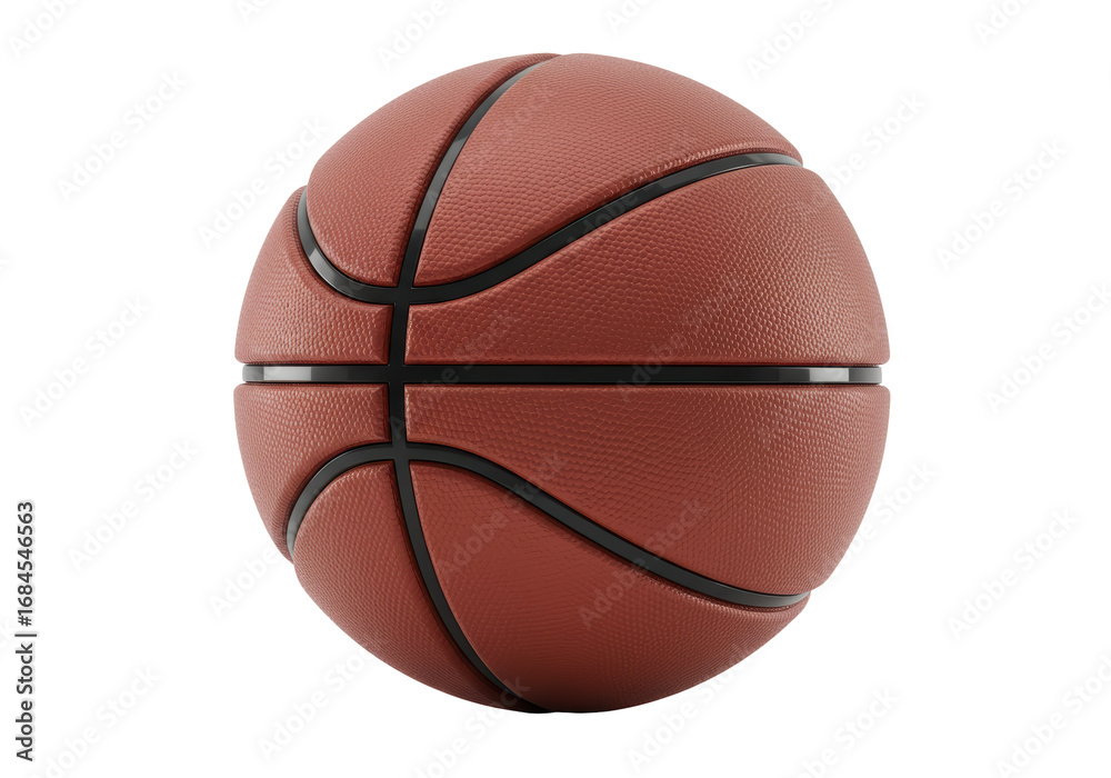 Fototapeta premium Isolated Sport Ball on Plain Backdrop A Basketball Round Brown with Black Stripes