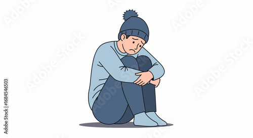 Person feeling sad and alone, curled up in a ball, expressing loneliness and despair