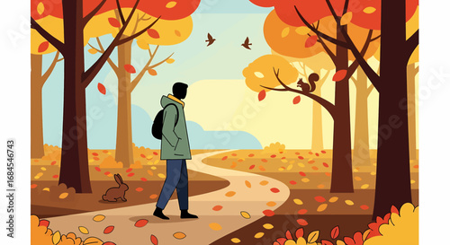Autumnal Walk A Person's Journey Through a Colorful Fall Landscape