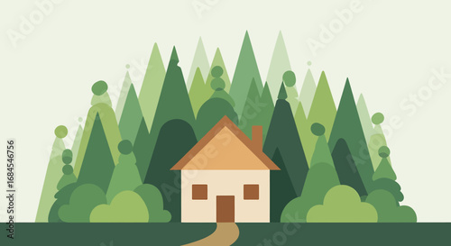 Secluded House Nestled in a Lush Green Forest
