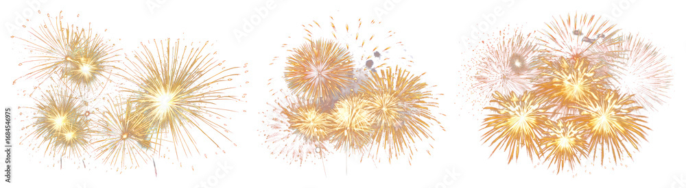 Obraz premium PNG Vibrant festive fireworks display, element set on transparent background